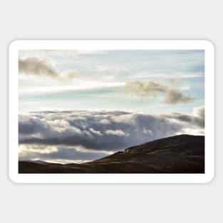 Evening cloudscape over Glenkilrie, Blacklunans, Scotland Sticker